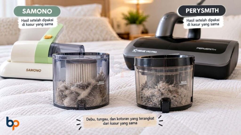 hasil testing daya hisap vacuum cleaner anti tungau di kasur